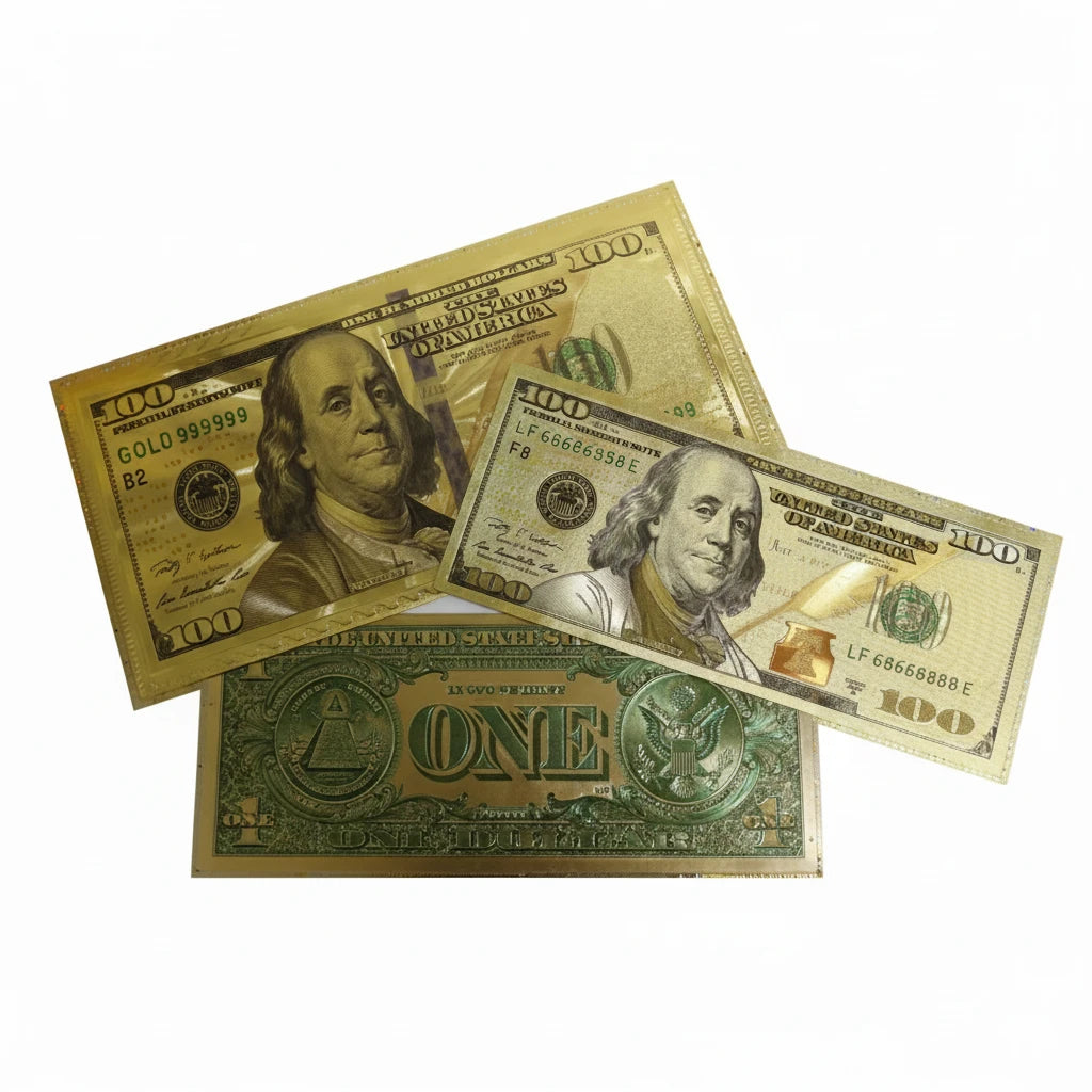 Gold 100 dollar ancestor money sold at Botanica Aragba Yomilo